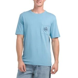 Scotch & Soda Men’s Garment Dyed Blue Embroidered 100% Cotton Pocket T-Shirt XL